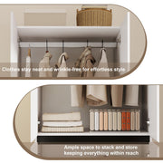 Swyanste White Armoire Wardrobe Closet: 74" Large Wardrobe Closet with 4 Doors, Wood Closets Cabinet for Hanging Clothes, Freestanding Bedroom Armoires (63 in-4 Doors)