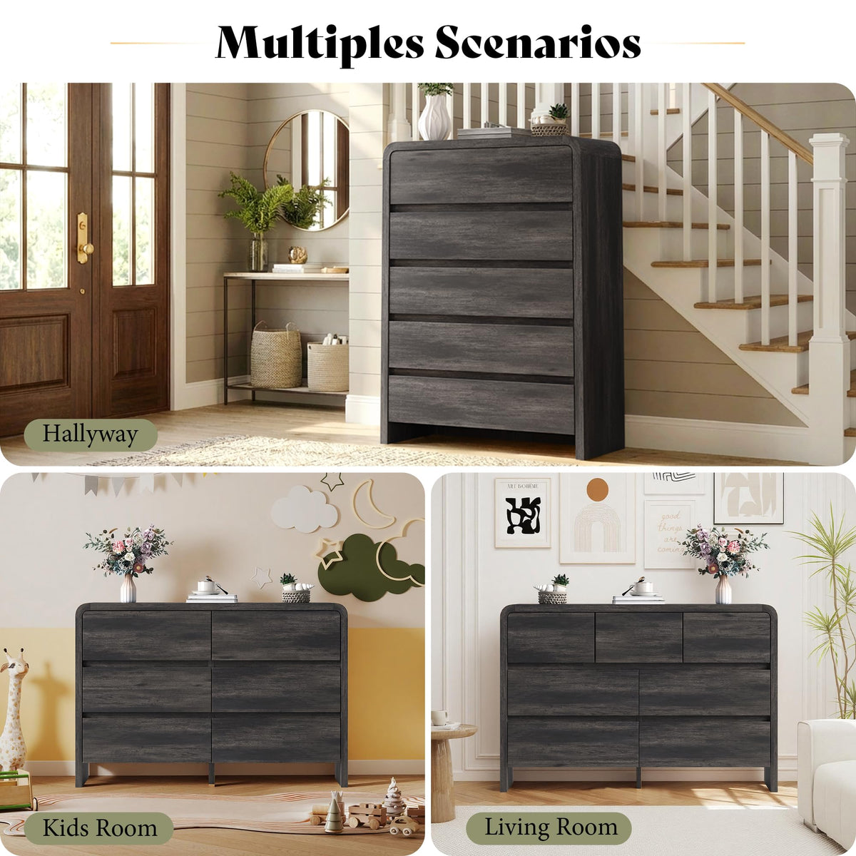 3-Piece Bedroom Set with 7-Drawer Dresser