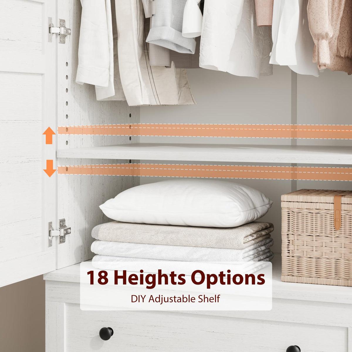 Rustic White Wardrobe with 2 Drawers