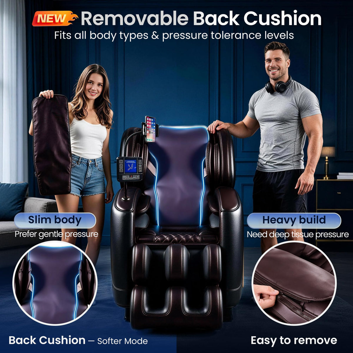 Massage Chair Full Body Zero Gravity Massage Chair with Back Cushion,Brown