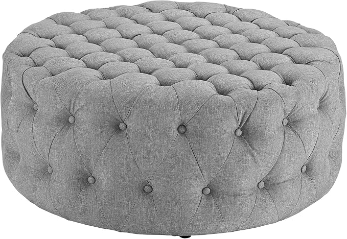 Round Tufted Fabric Ottoman