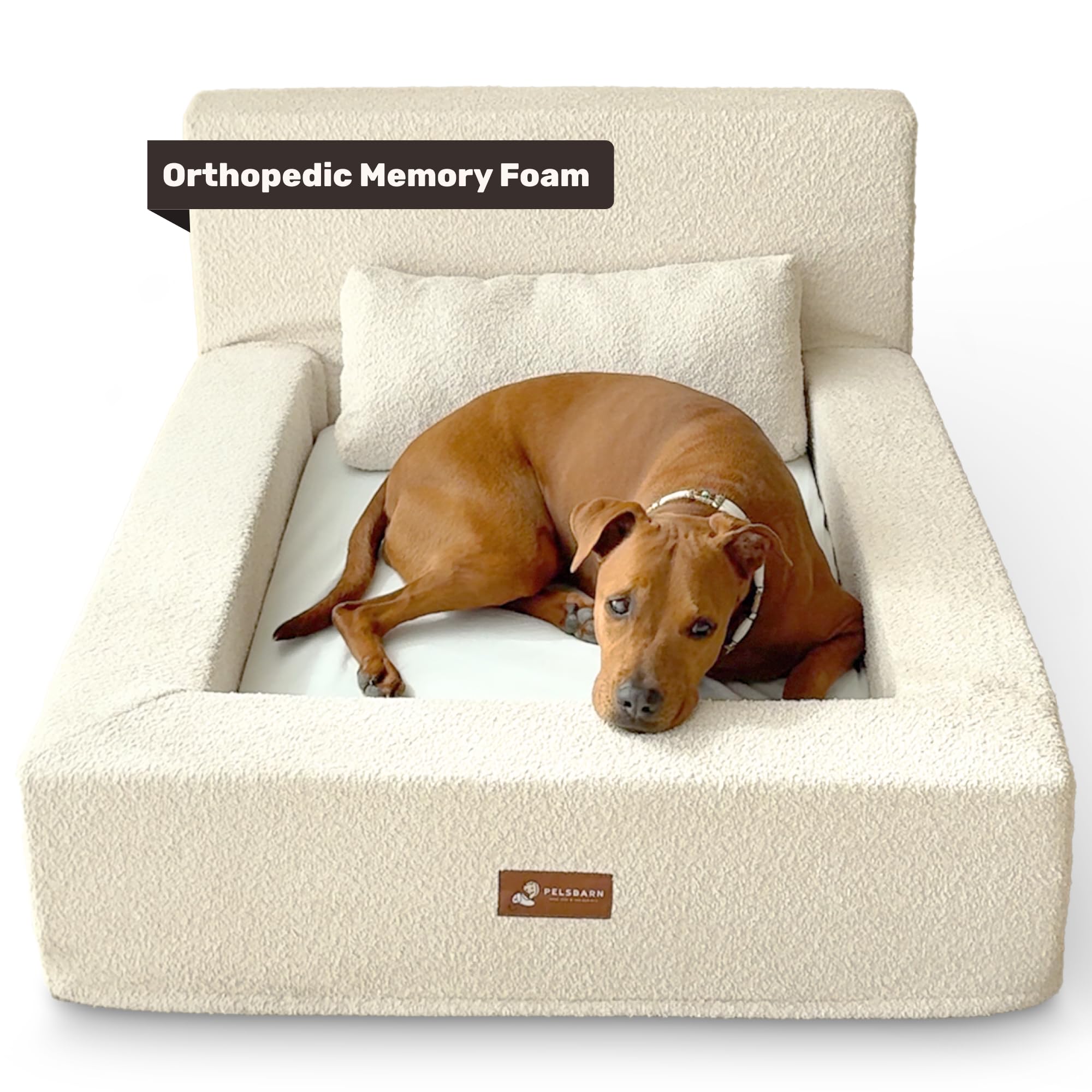 XL Oval Donut Dog Bed – Herringbone, Micro Velvet, Washable Cover