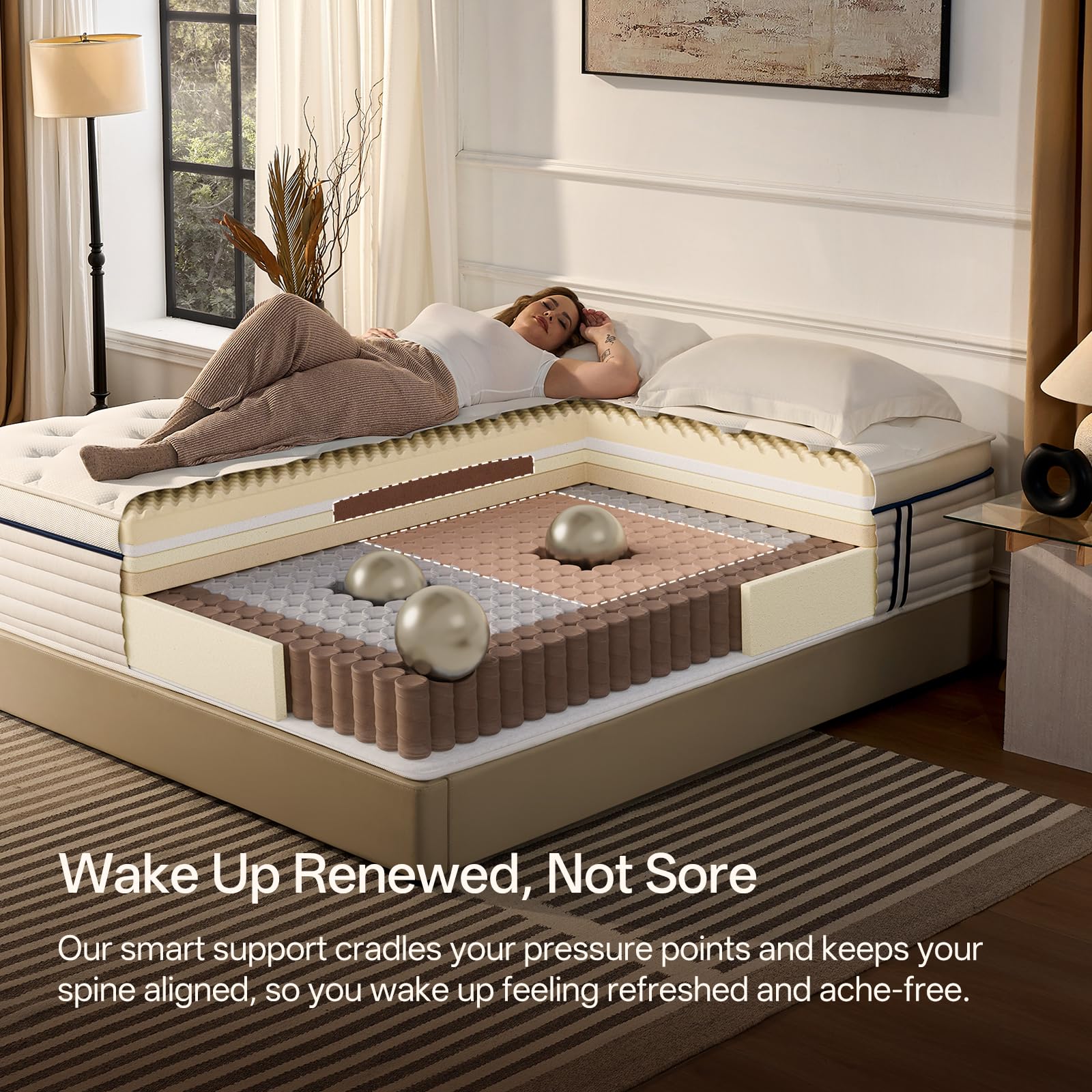 QUILTZEN Queen Mattress 12 Inch, Medium Plush Hybrid Queen Size Mattress with Memory Foam & Individually Wrapped Pocket Coils, Pressure-Relieving Support & Motion-Reducing Design