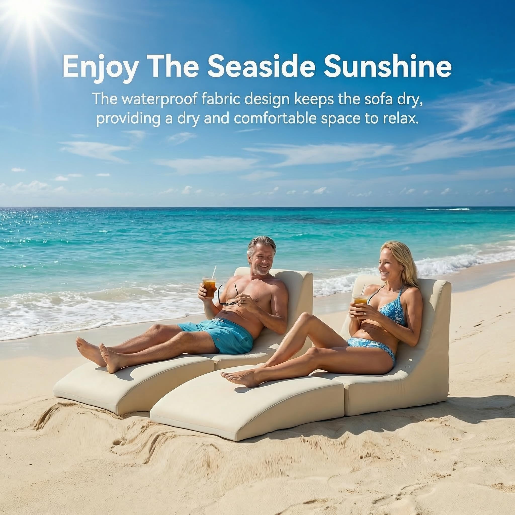 Foldable Outdoor Chaise Lounge Chair Set of 2 with Back Support