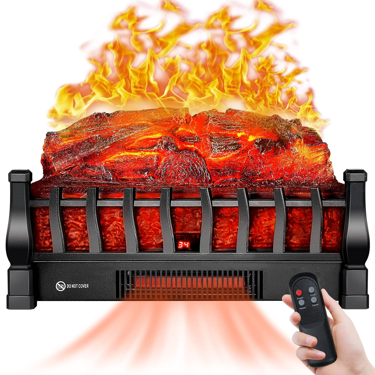 Electric Fireplace Logs Inserts Heater with Remote Control for Home Decor