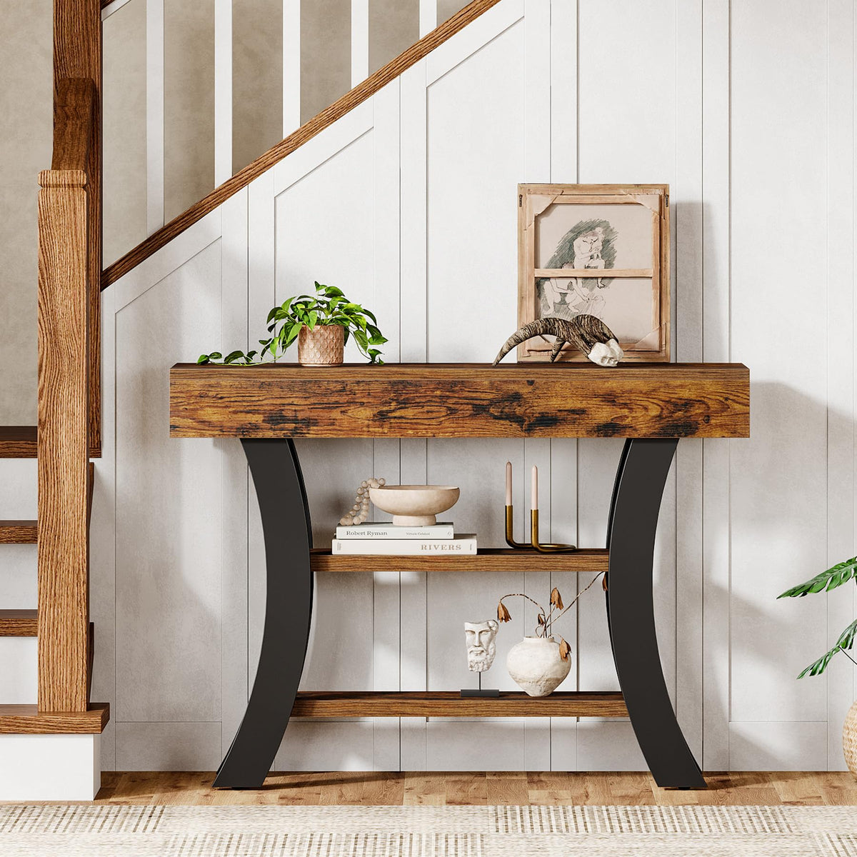 Curved 3-Tier Console Table