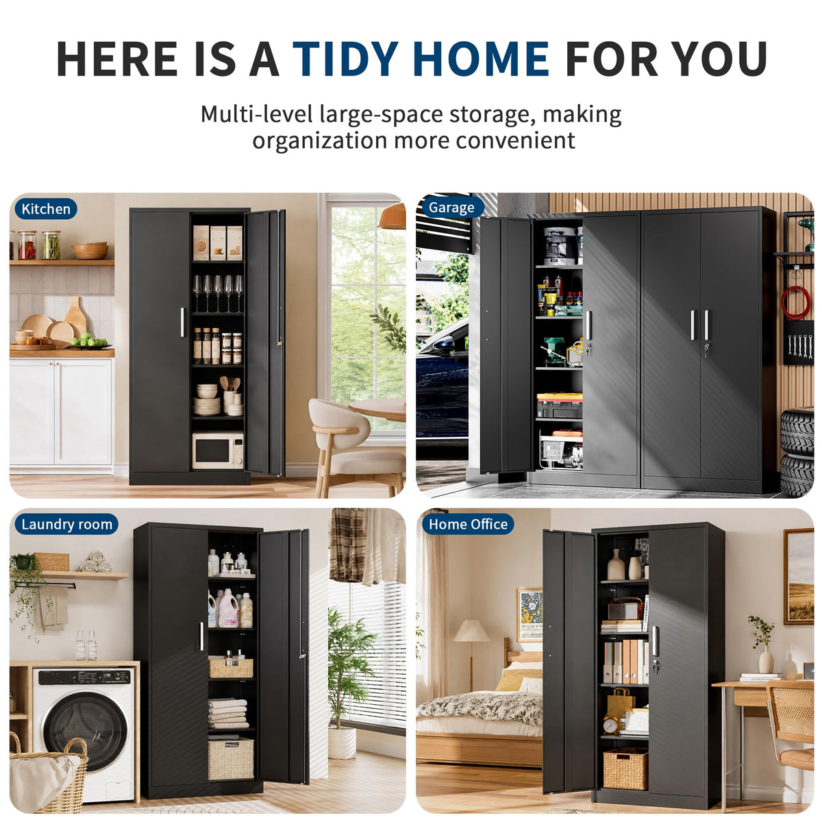 Tivostaral Home Garage Storage Cabinet, Durable Metal Storage Solution