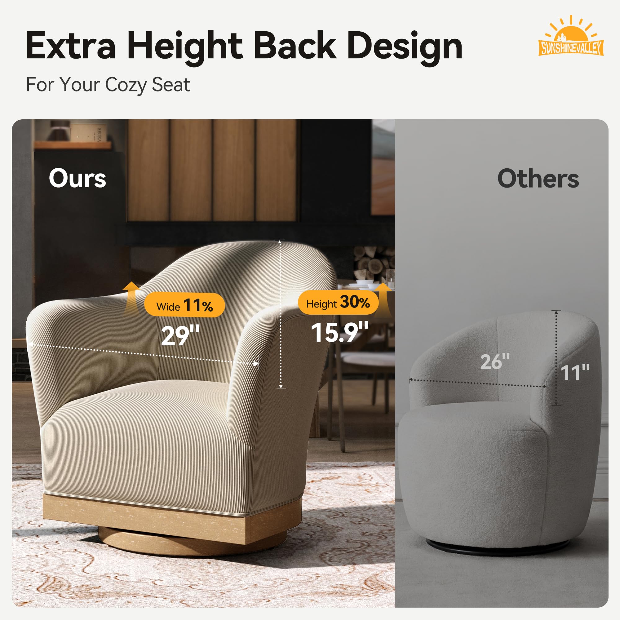 High-Back Barrel Swivel Accent Chair