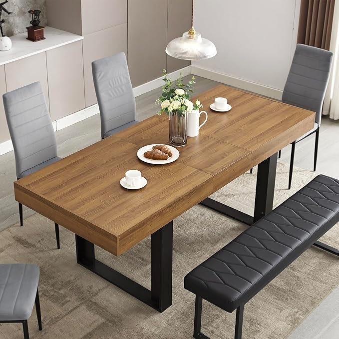 Extendable Dining Table 63"-79", Seats 6-10