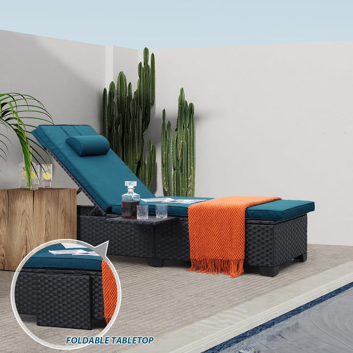 Wicker Chaise Lounge Chairs Set of 2