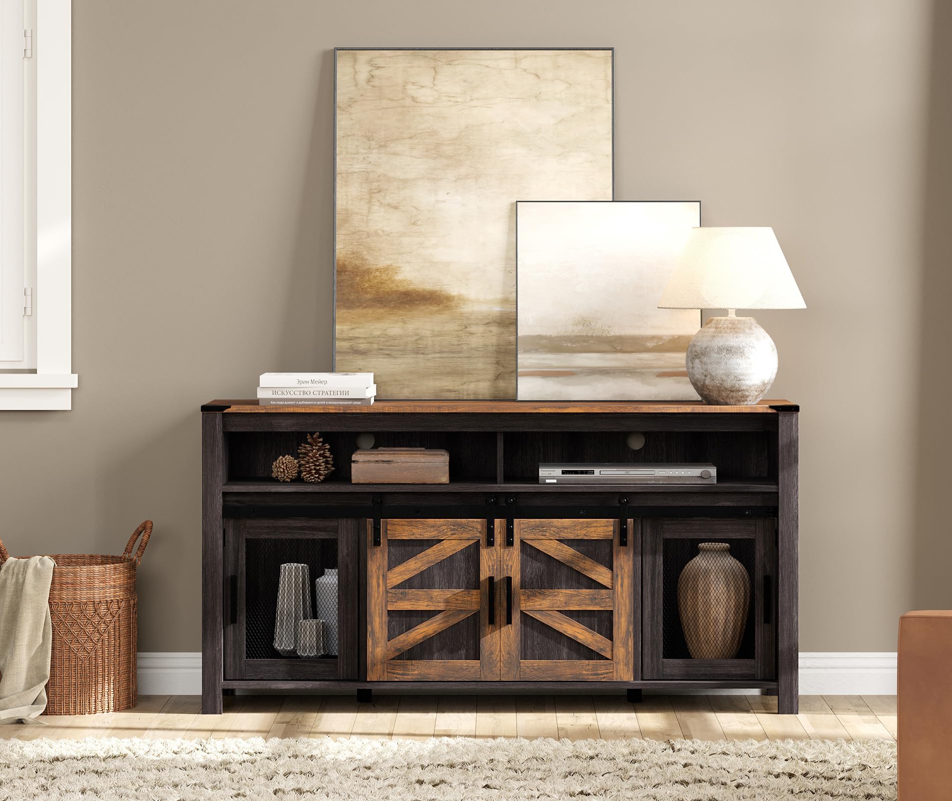 Farmhouse Buffet Cabinet with Sliding Barn Doors