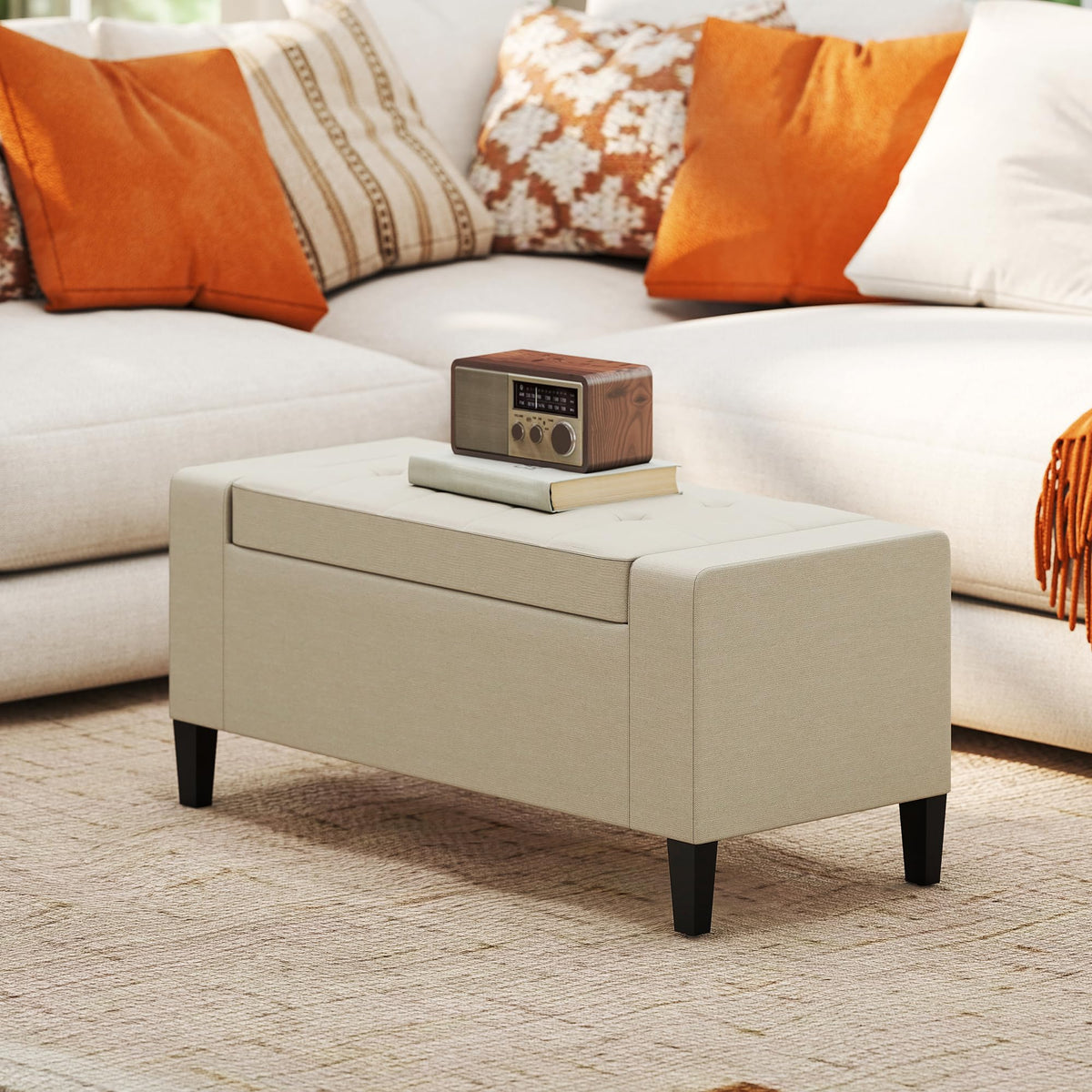 Linen Storage Ottoman Bench