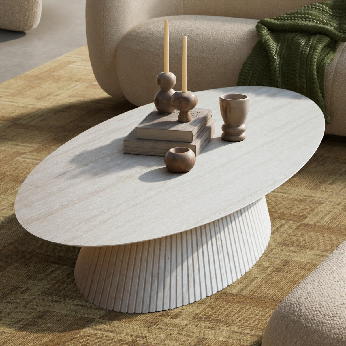 Oval Faux Stone Coffee Table