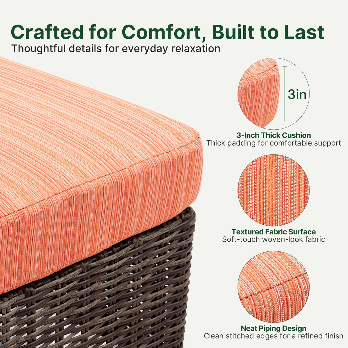 Outdoor Wicker Ottomans, Set of 2