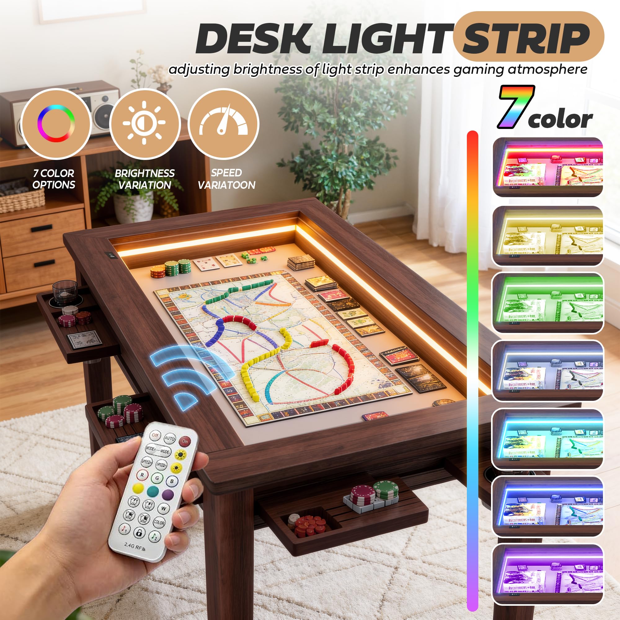 2-in-1 Dining & Board Game Table with LED Light