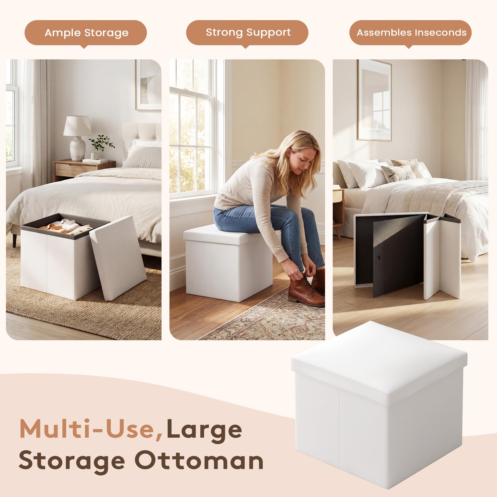 LIVELYGLOW Small Vanity Set with Lighted Mirror & Power Station, 24" Modern White Makeup Desk with Storage Stool, HairDryer Rack, Smart LED 3-Color Lighting, Compact Dressing Vanity for Bedroom