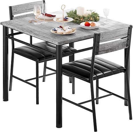 2-Person Dining Table Set with Upholstered Chairs