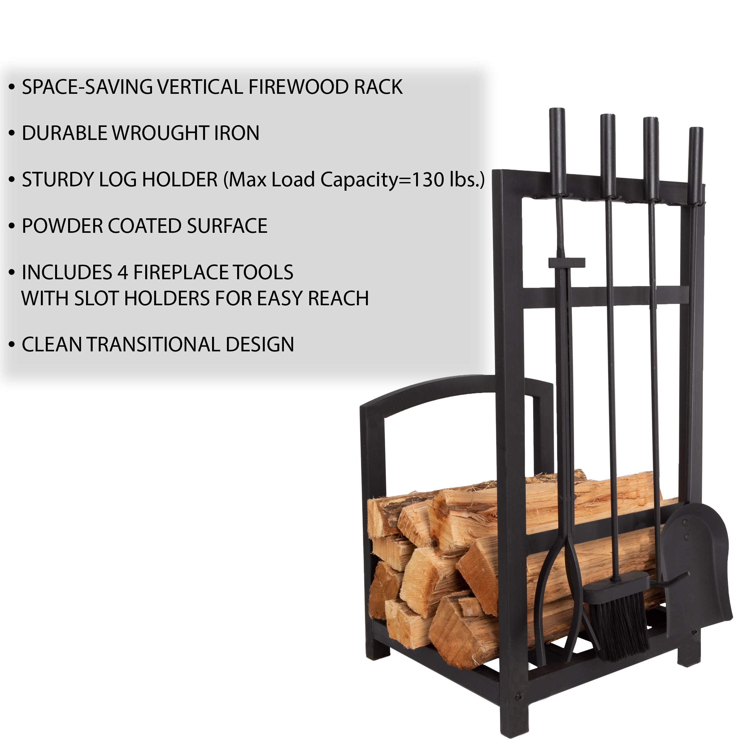 Wrought Iron Fireplace Tool Set with Log Rack