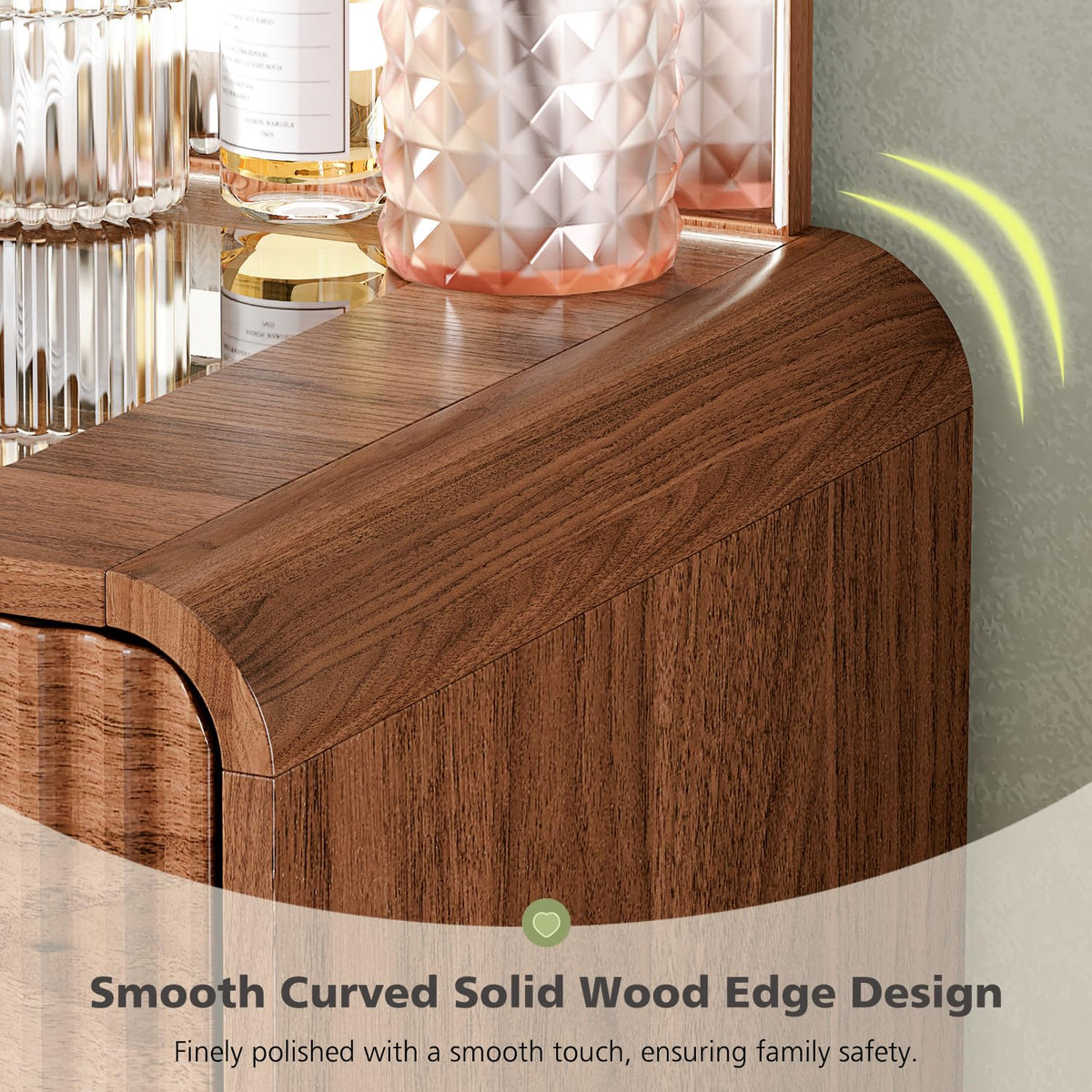 Walnut Makeup Vanity with LED Mirror