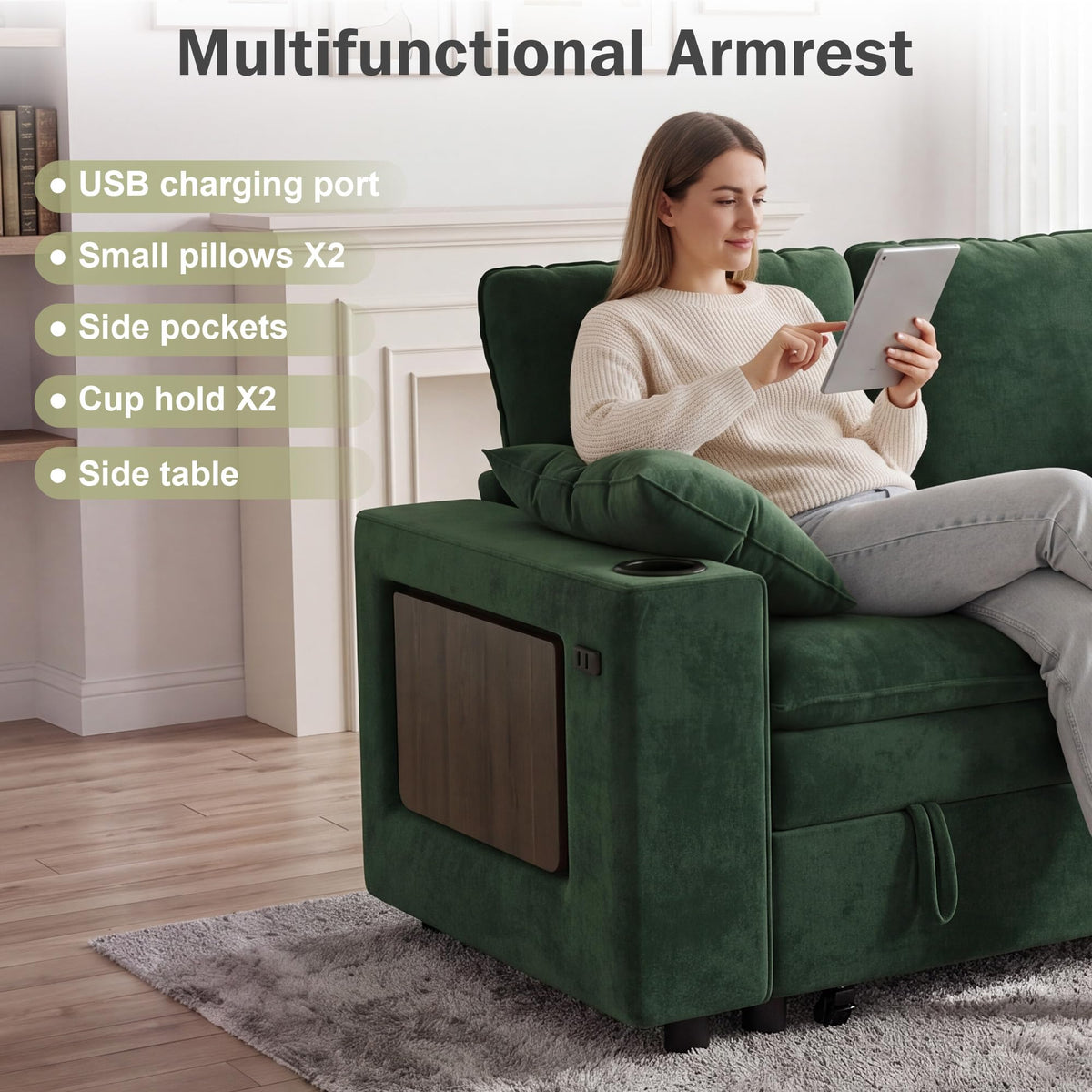 Chenille Loveseat Sleeper Sofa