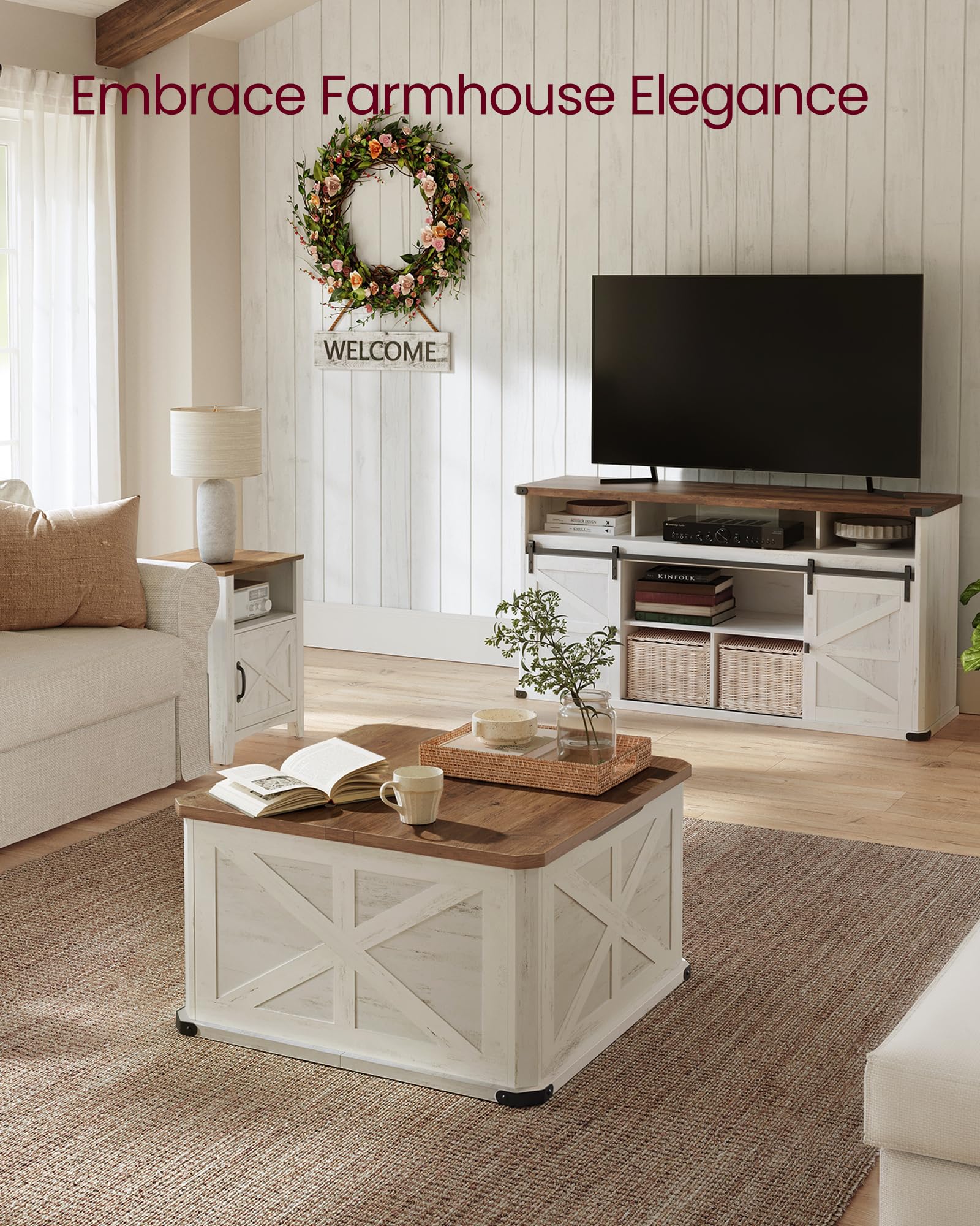 Farmhouse Lift-Top Coffee Table with Hidden Storage