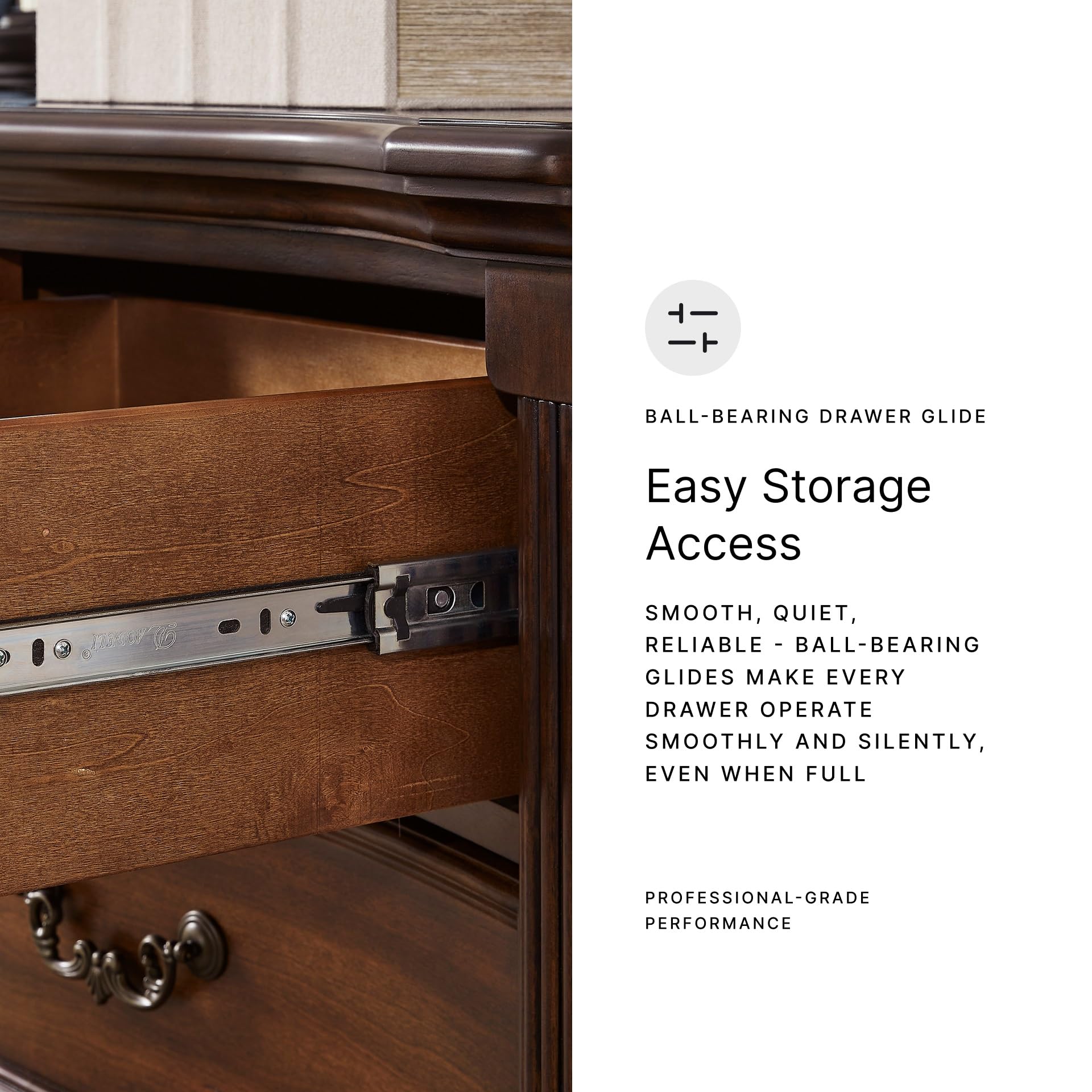 Signature Design by Ashley Lavinton Traditional Chest with 5 Smooth-Gliding Drawers, Metal Drawer Pulls, Wood, Cherry Brown Finish, 35.38' W x 17.88' D x 51' H