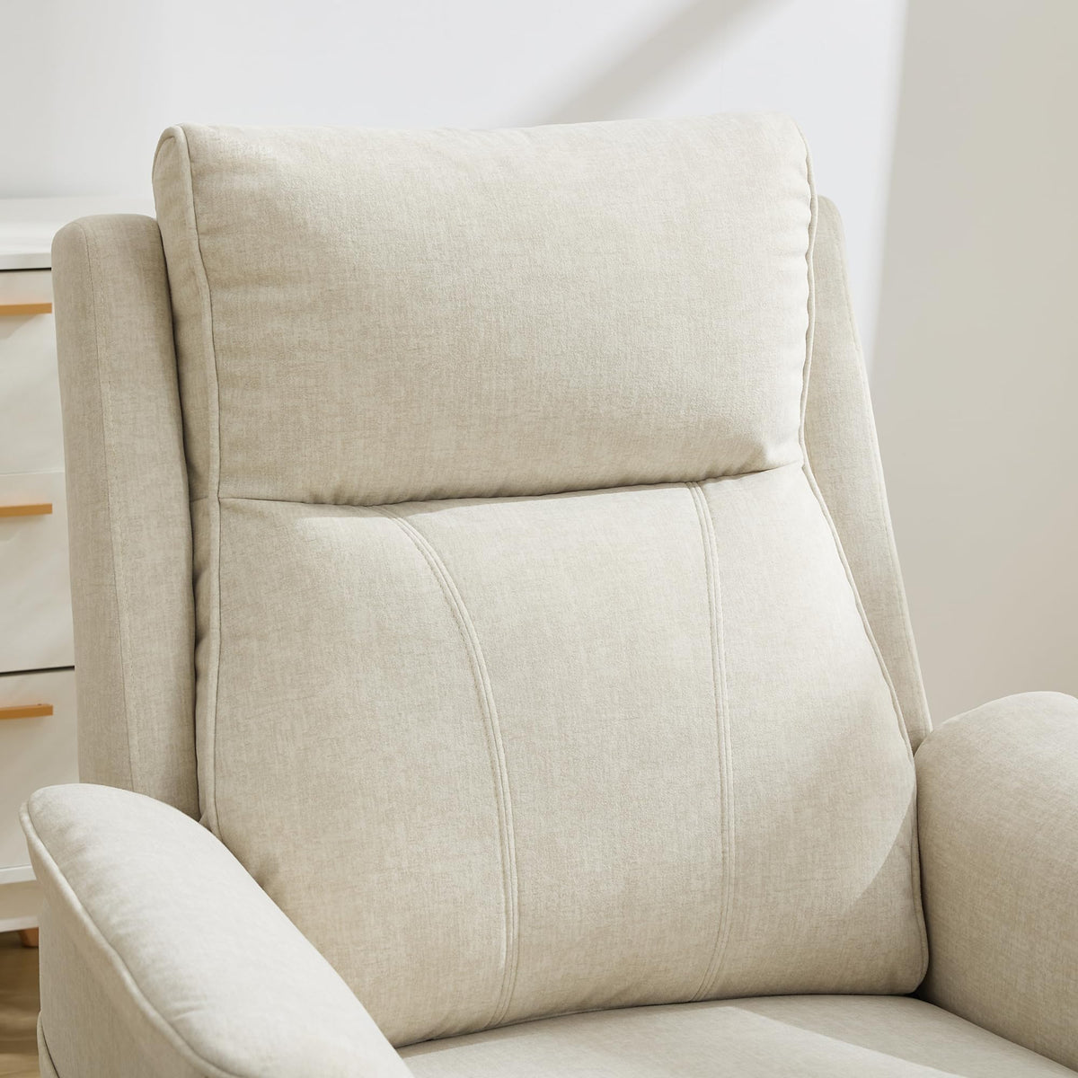 ParlorDream Power Recliner Chair with Phone Holder, Scratch Resistant Swivel Nursery Glider Rocker, USB Type-C Electric Reclining Chair with Wide Seat, Living Room & Bedroom, Beige