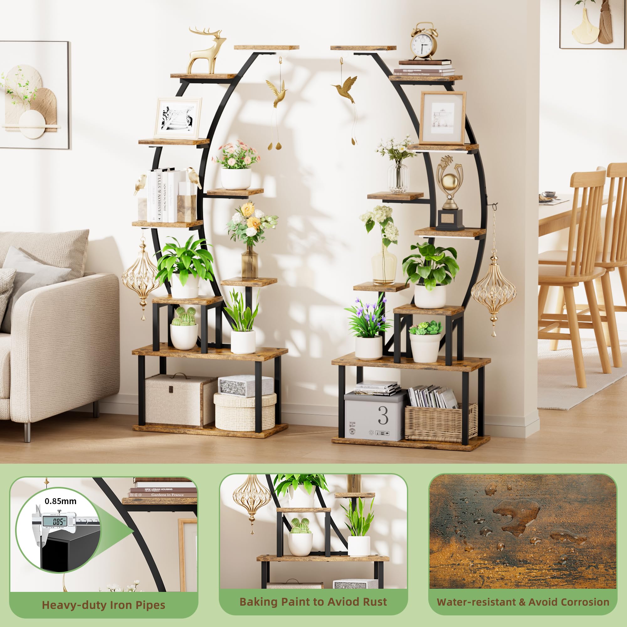 9-Tier Plant Stand with Grow Lights, 64" Tall