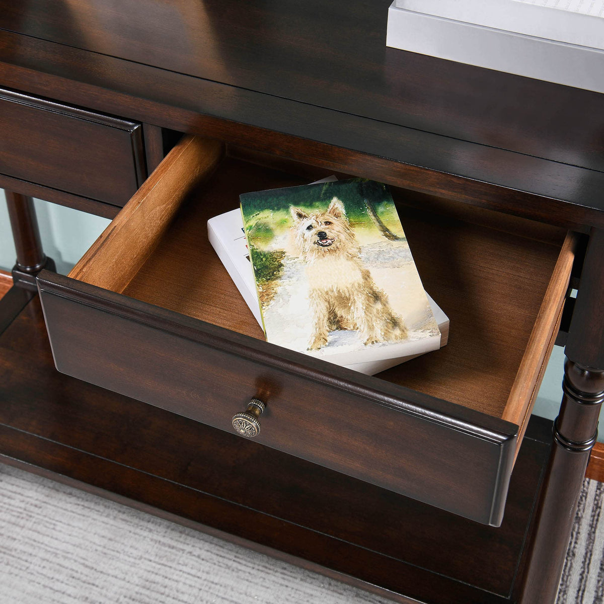 Solid Wood Console Table with Drawers