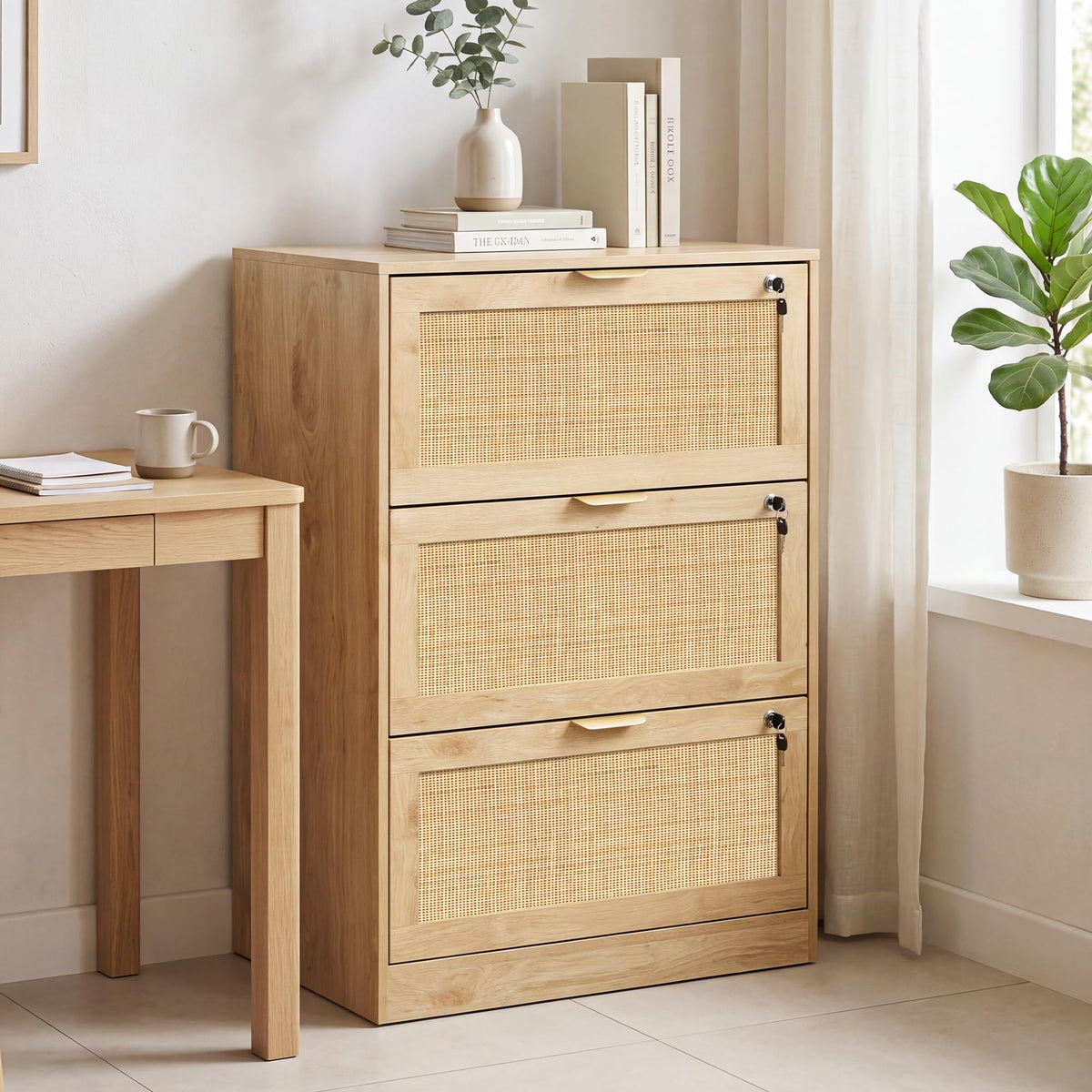 Rattan Lateral Filing Cabinet