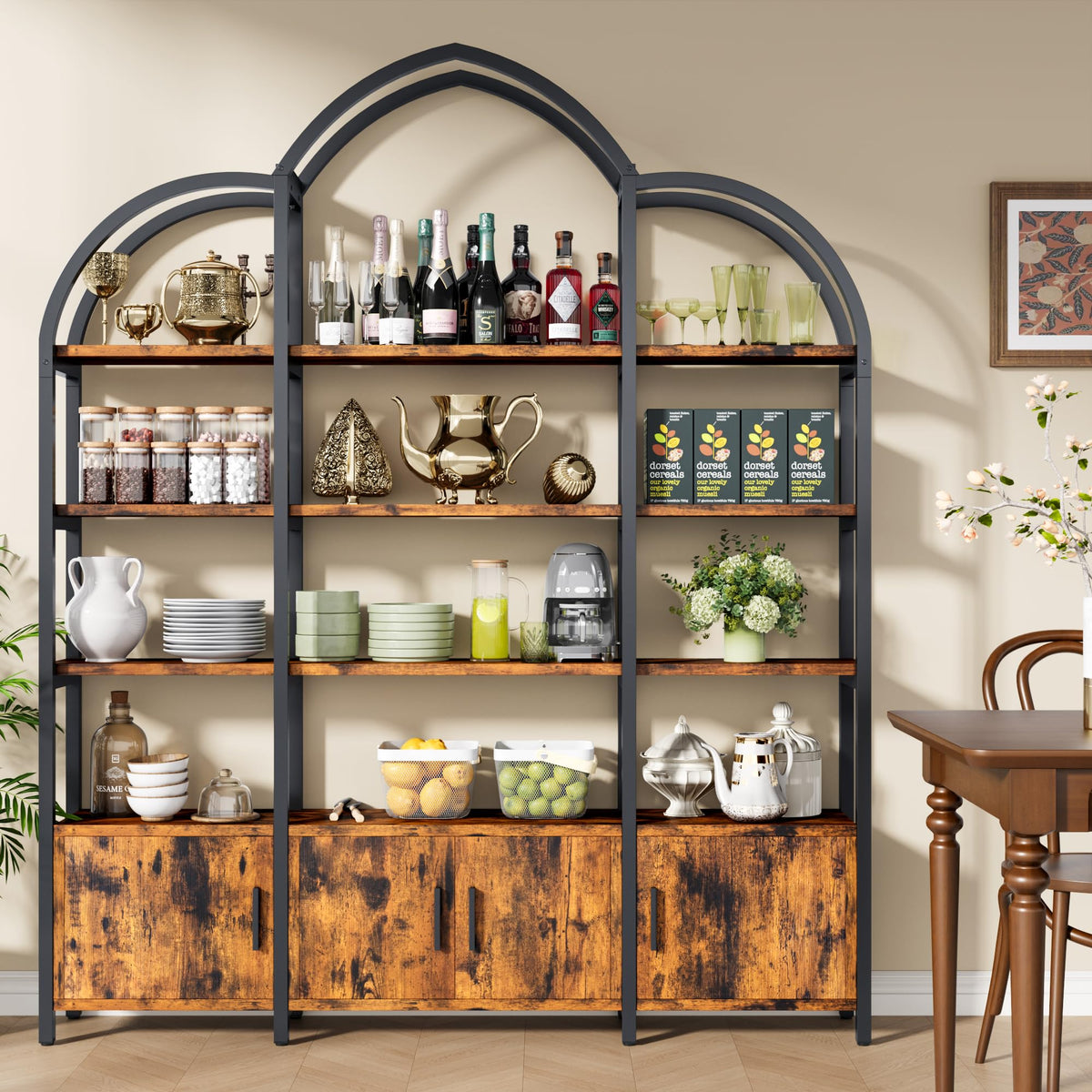 Triple-Wide Arched Bookcase