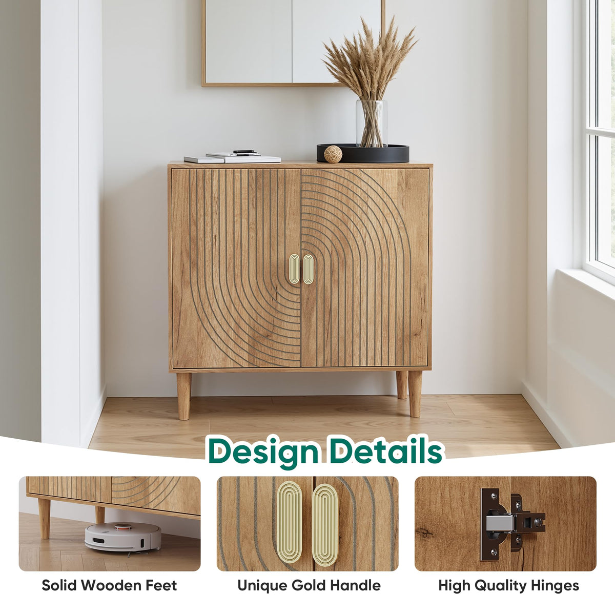 Oak Grooved Sideboard Cabinet