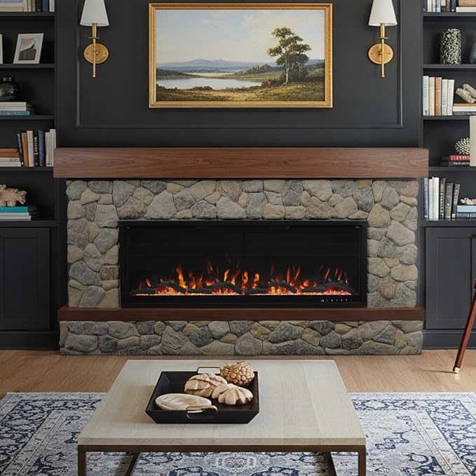 Smart Electric Fireplace with Mantel