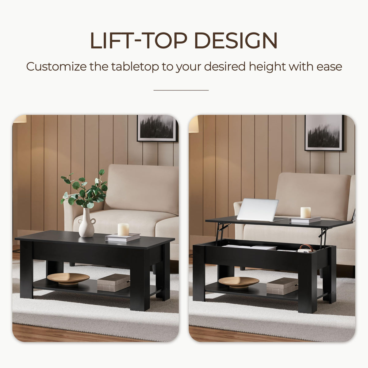 Yaheetech Lift Top Coffee Table and End Table Sets, 3-Piece Living Room Set