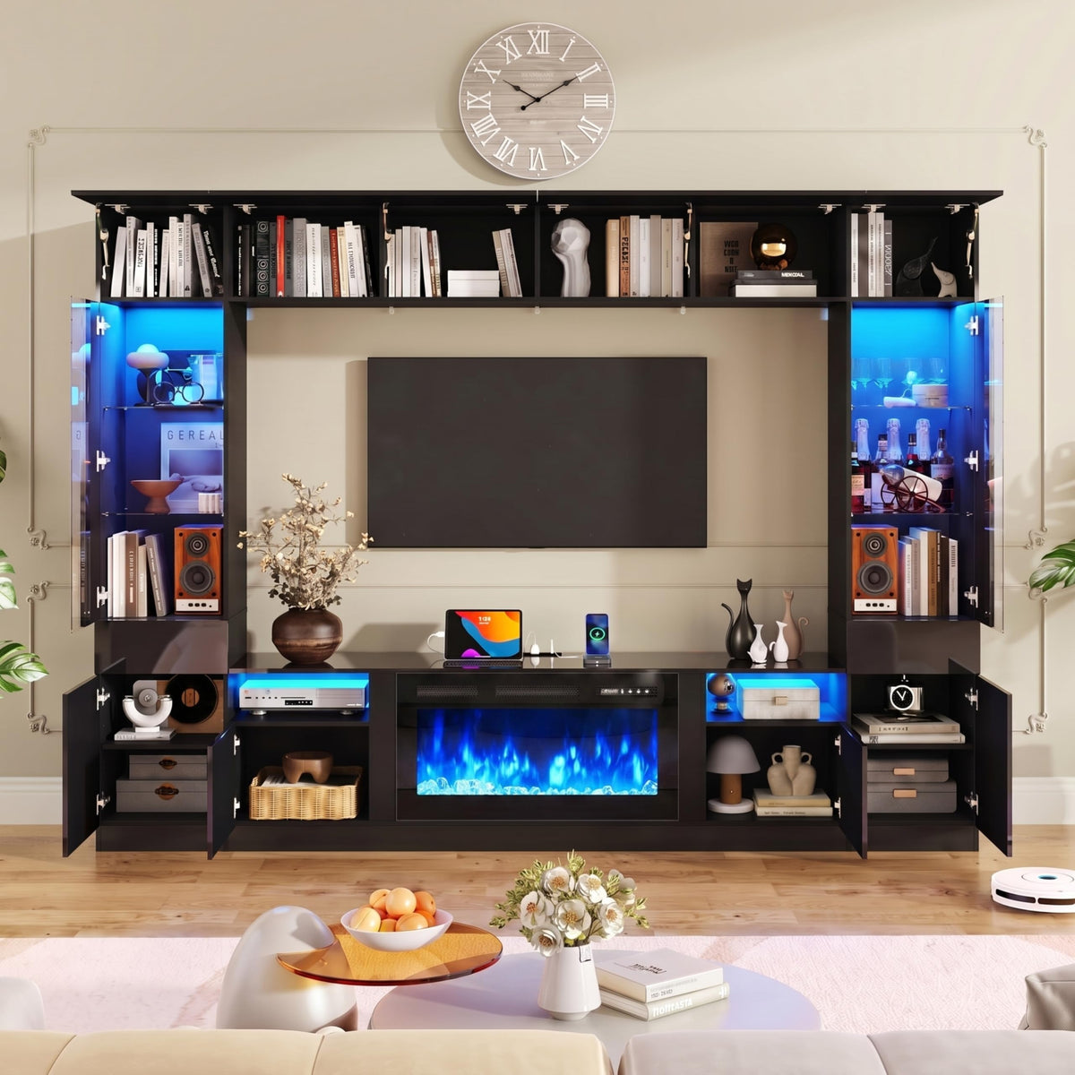 Wall Unit Entertainment Center with Fireplace