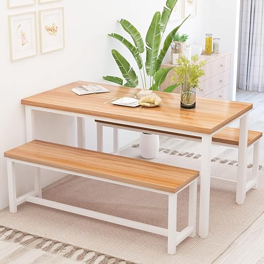 Dining Table Set with 2 Benches