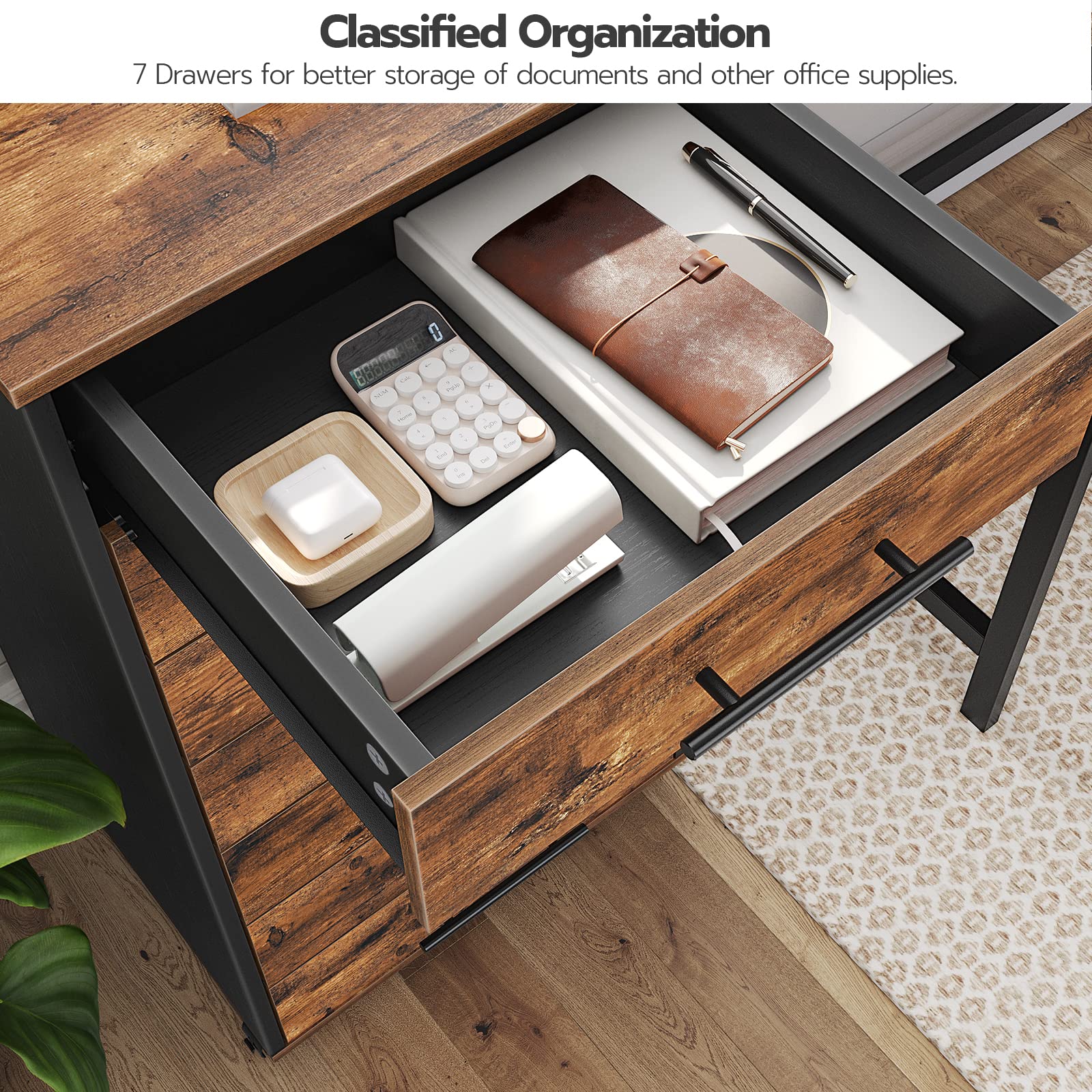 7-Drawer File Cabinet with Wheels & Metal Handles