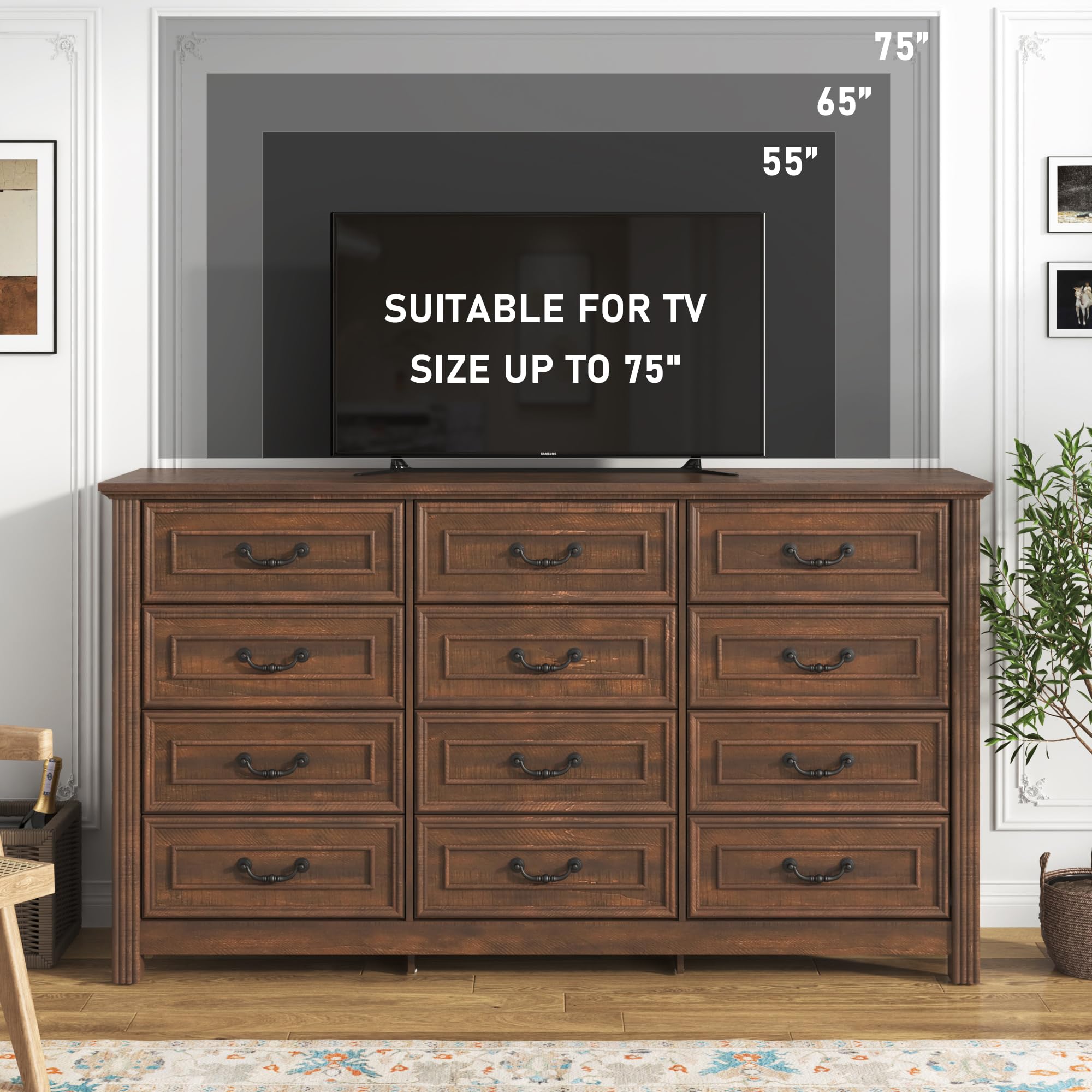 12-Drawer Farmhouse Dresser, 63"W