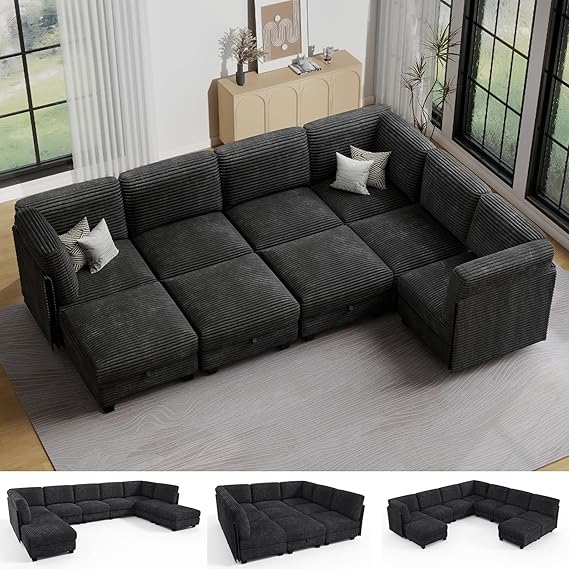 Modular Sectional Sofa with Adjustable Backrest
