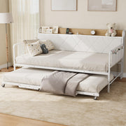 Twin Daybed with Trundle, LED Light & Charging Station
