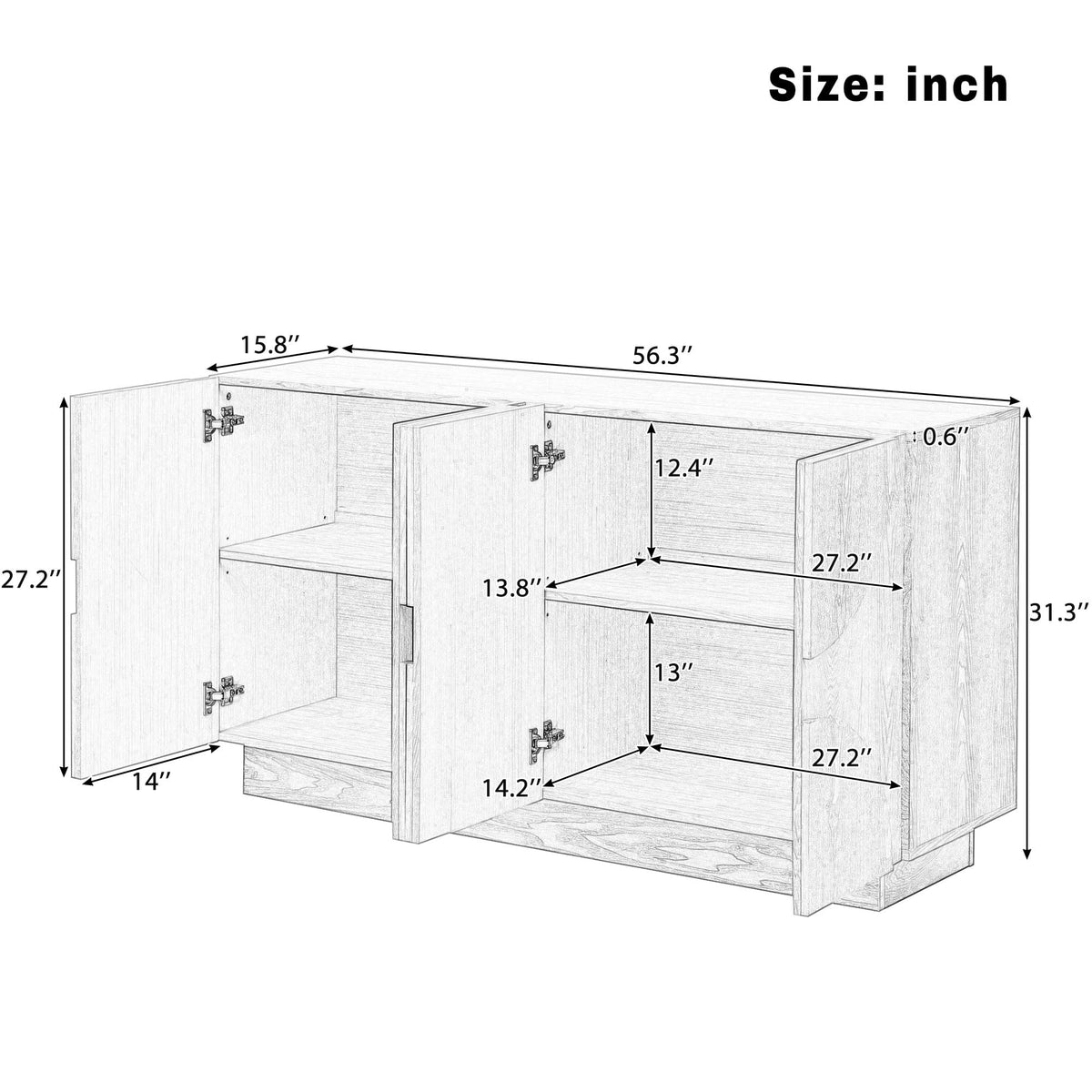 4-Door Wood Veneer Sideboard