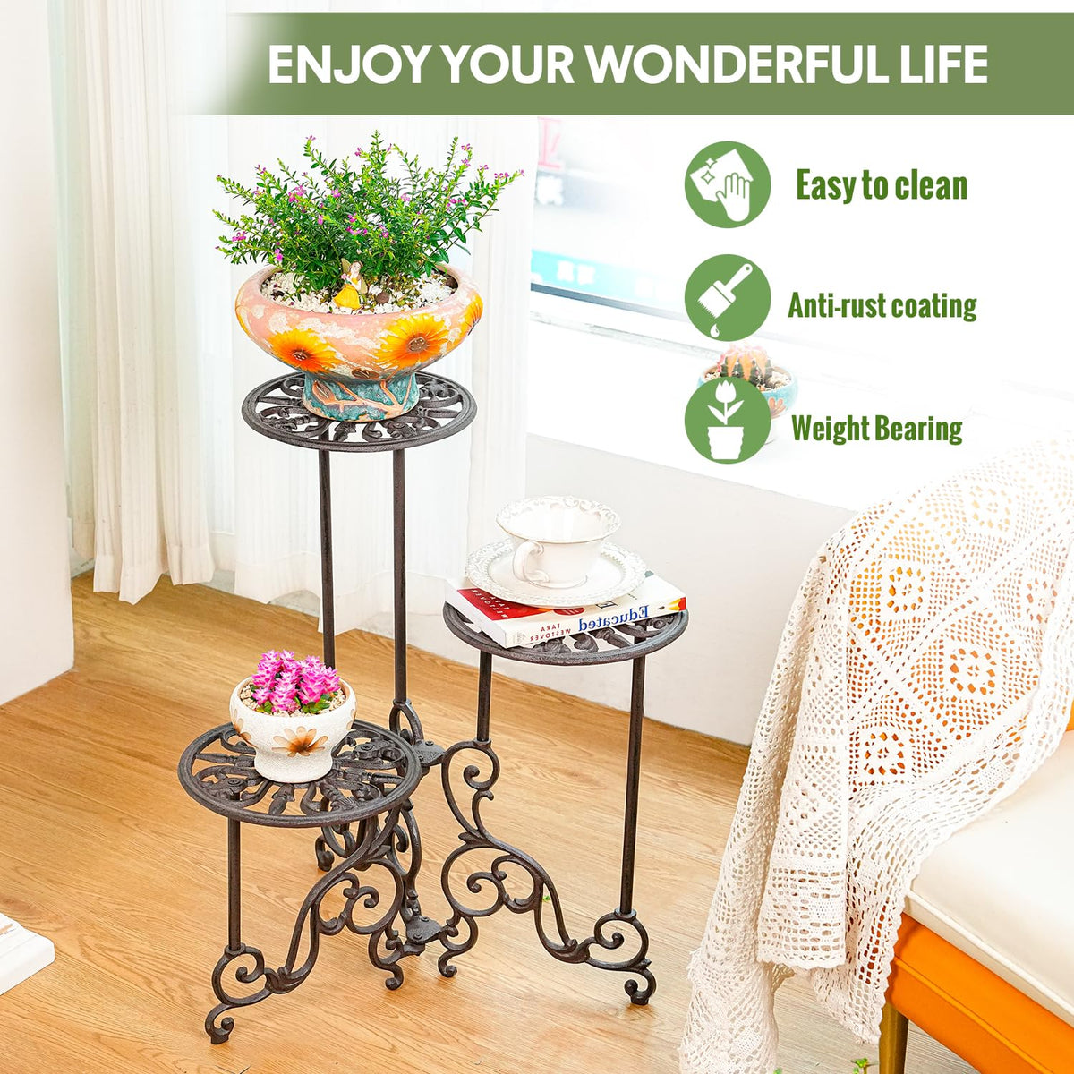 3-Tier Cast Iron Plant Stand