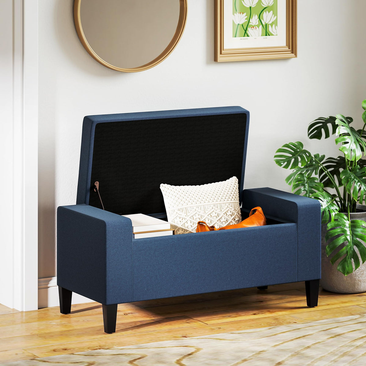 Upholstered Storage Ottoman Bench