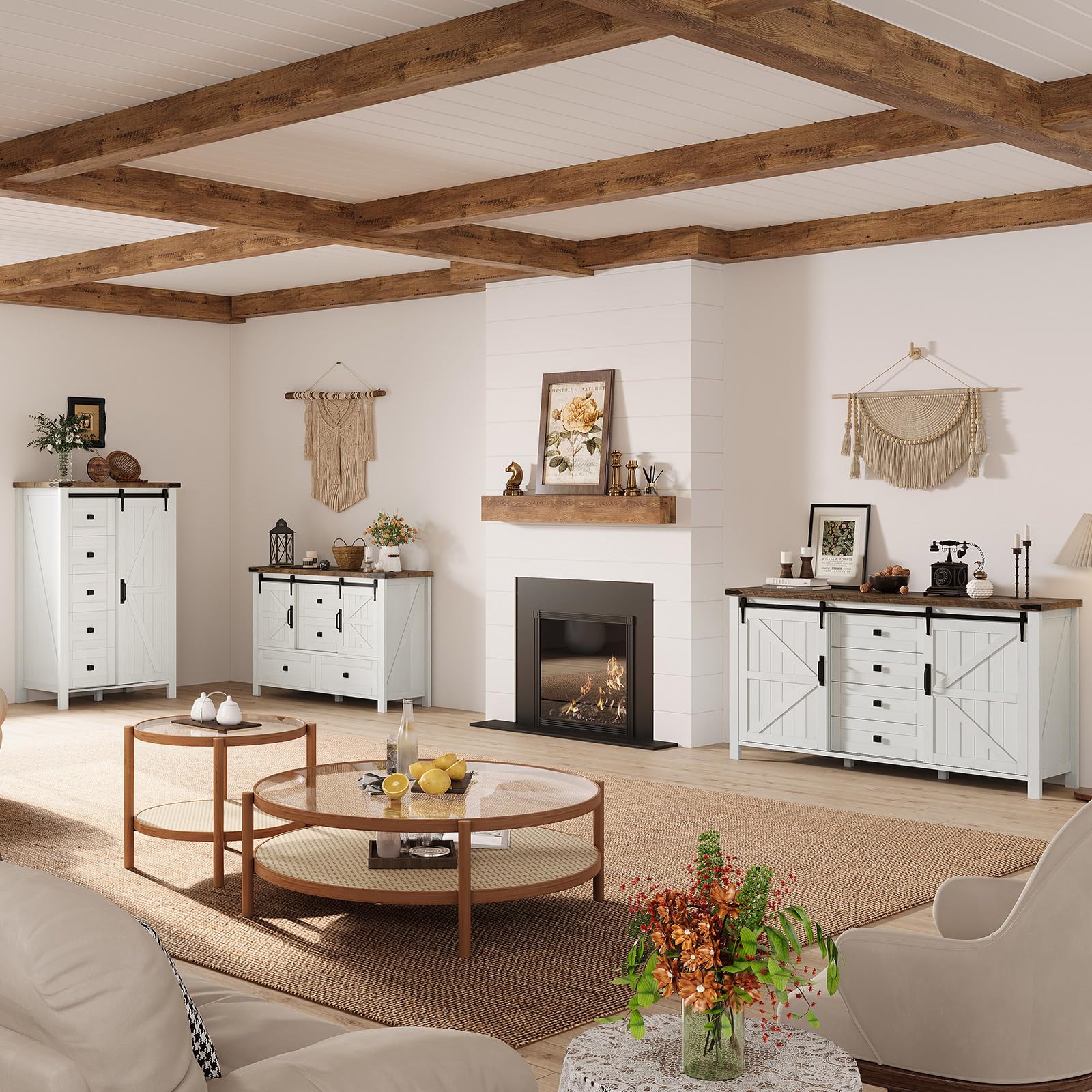 Farmhouse 4-Piece Bedroom Set – Queen, Distressed White