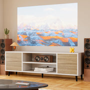 58" TV Stand with Storage Cabinets – Bright White