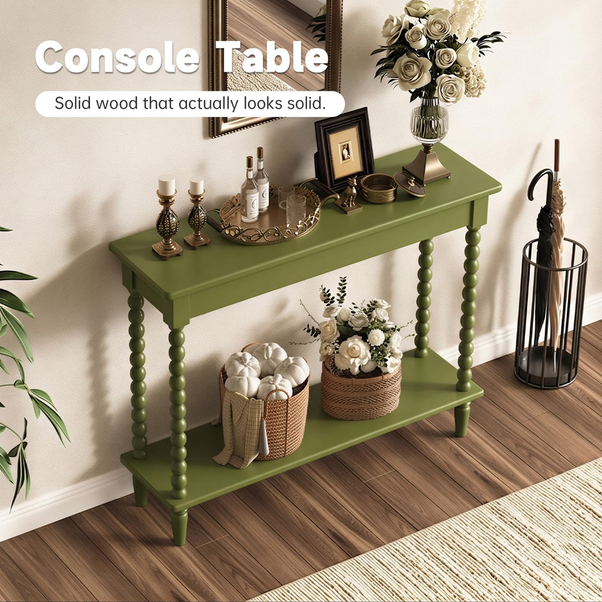 Green Bobbin Console Table