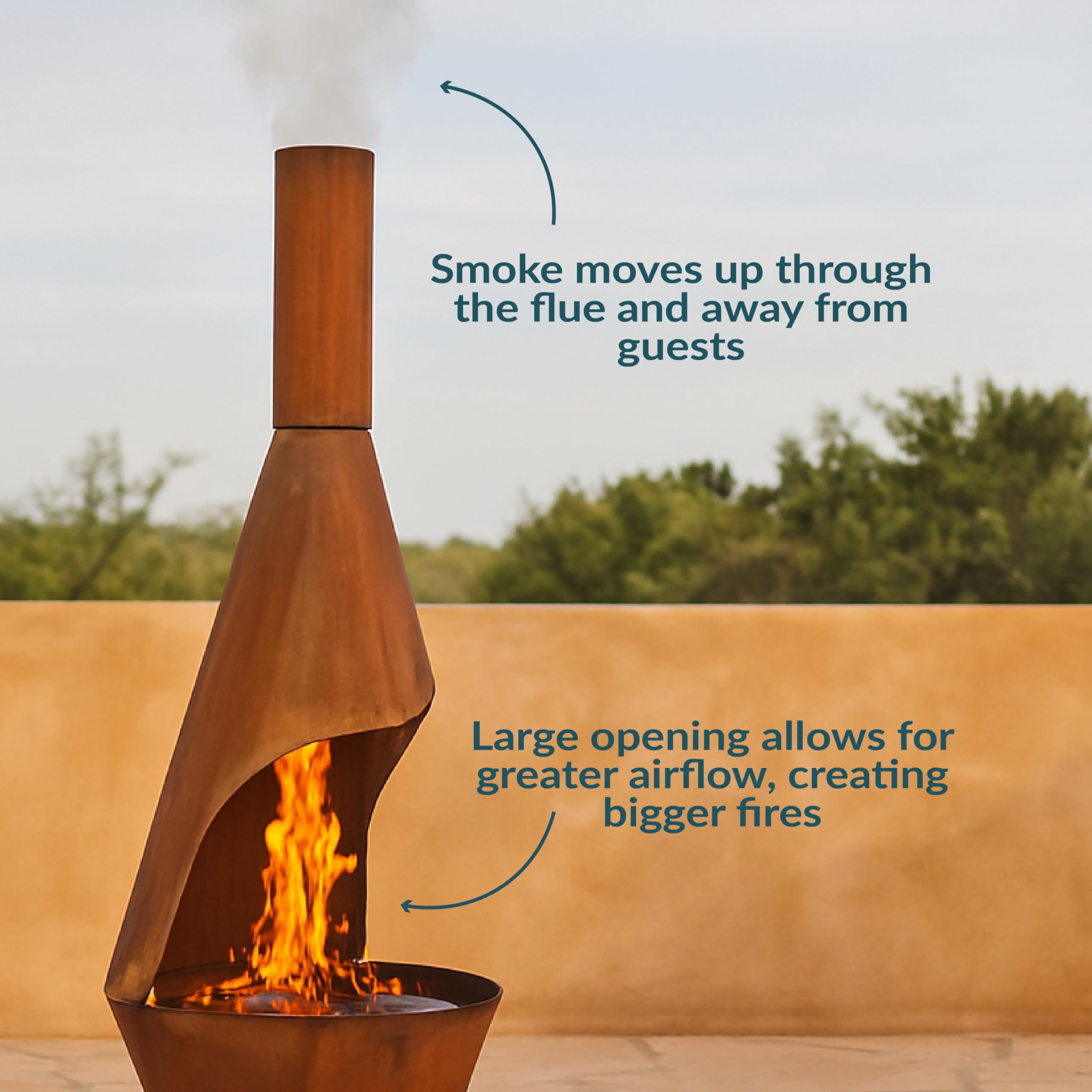 Large Chiminea Outdoor Wood-Burning Fireplace with Grill Grate