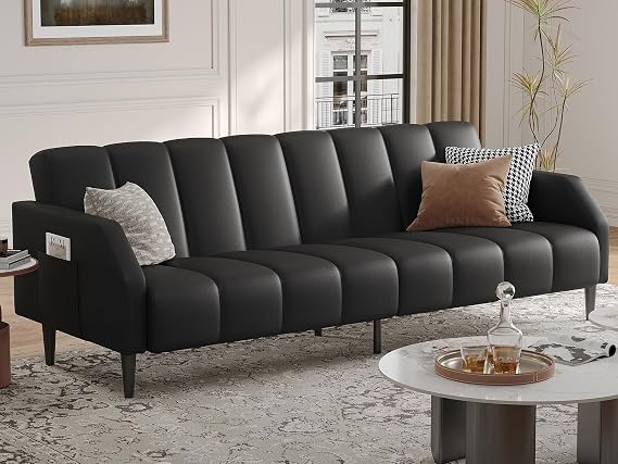 Faux Leather Futon Sofa Bed