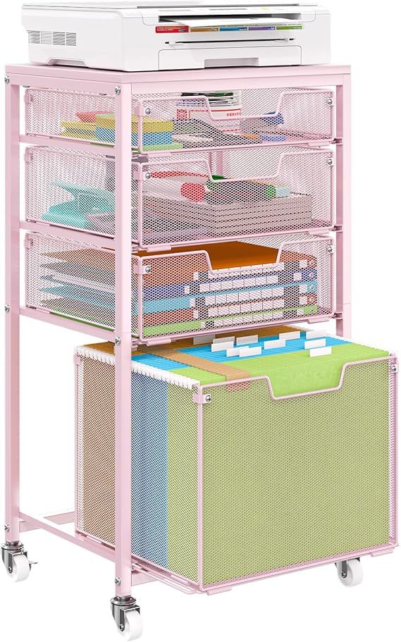 Rolling File Cabinet with 4 Drawers