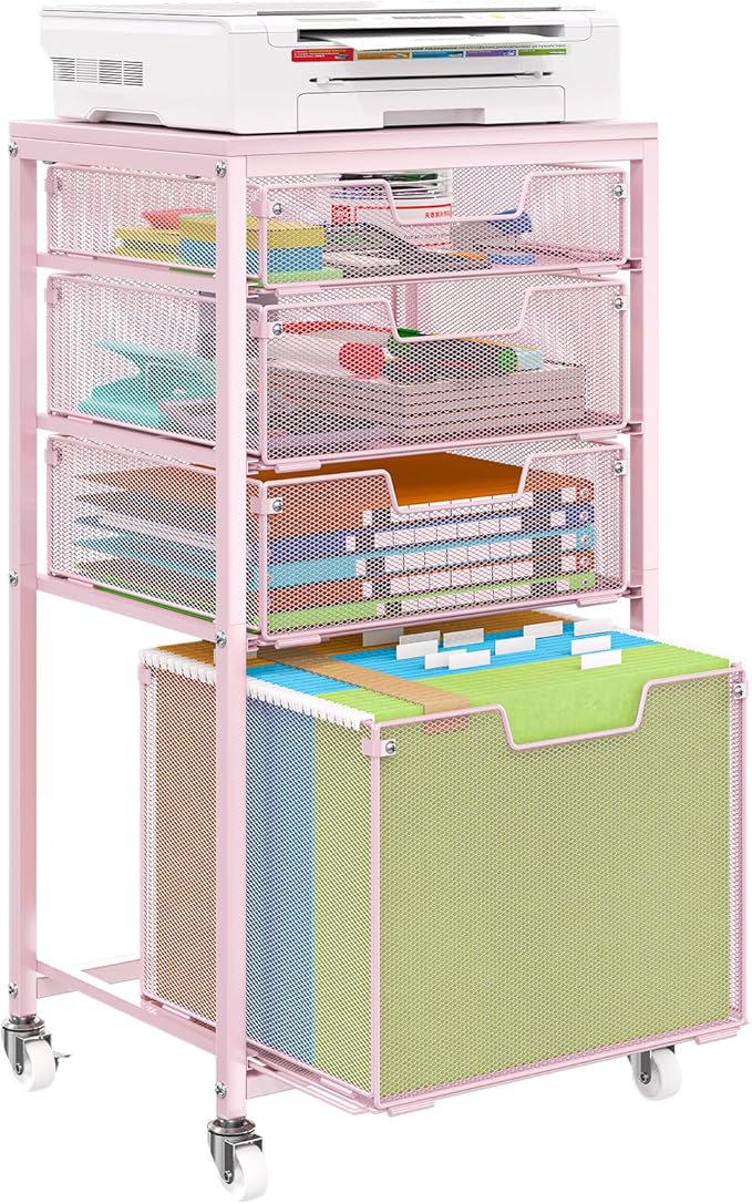 Rolling File Cart with 4 Drawers